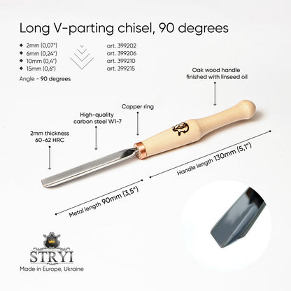 90° Pen-Handle V-Parting Chisel | STRYI-AY Detailer