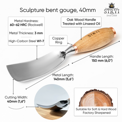 Hollowing Bowl & Kuksa Set: 4-Piece STRYI Profi Bowl & Kuksa Carving Set