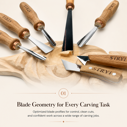 Gouges Carving Set: 7-Piece STRYI Relief & Whittling Set