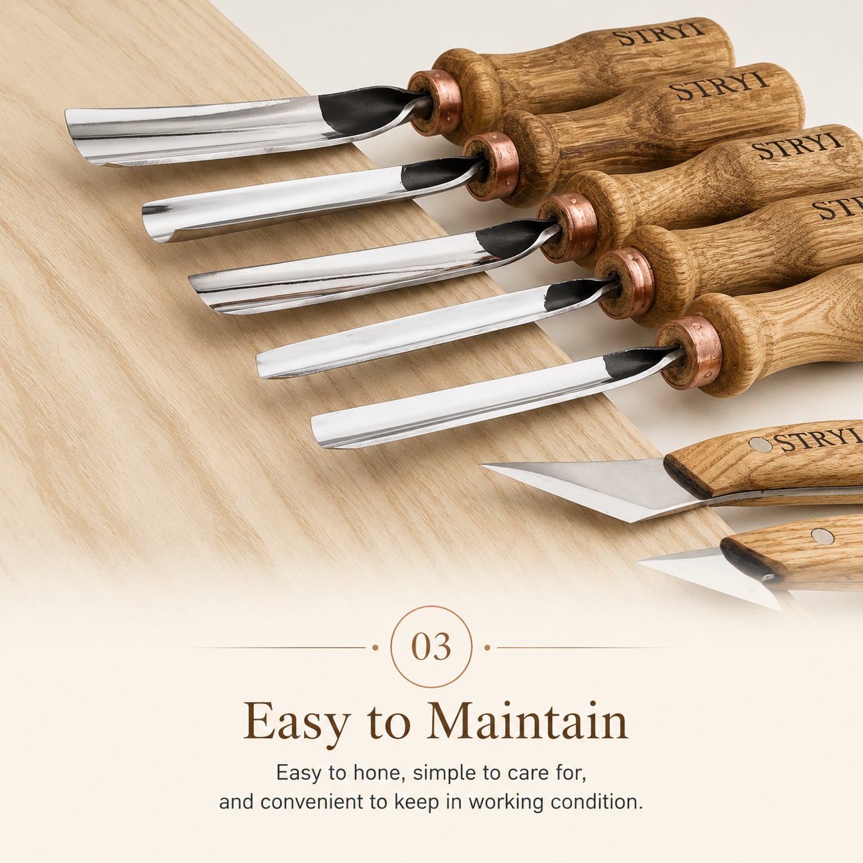 Gouges Carving Set: 7-Piece STRYI Relief & Whittling Set