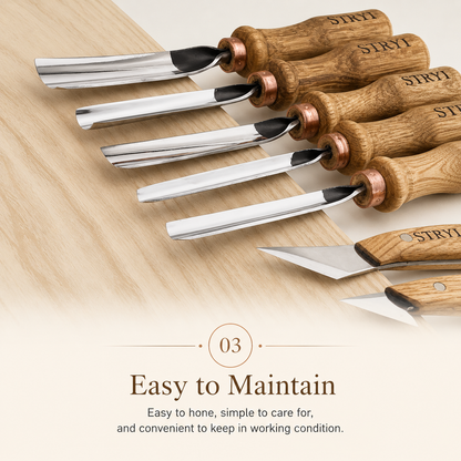 Gouges Carving Set: 7-Piece STRYI Relief & Whittling Set