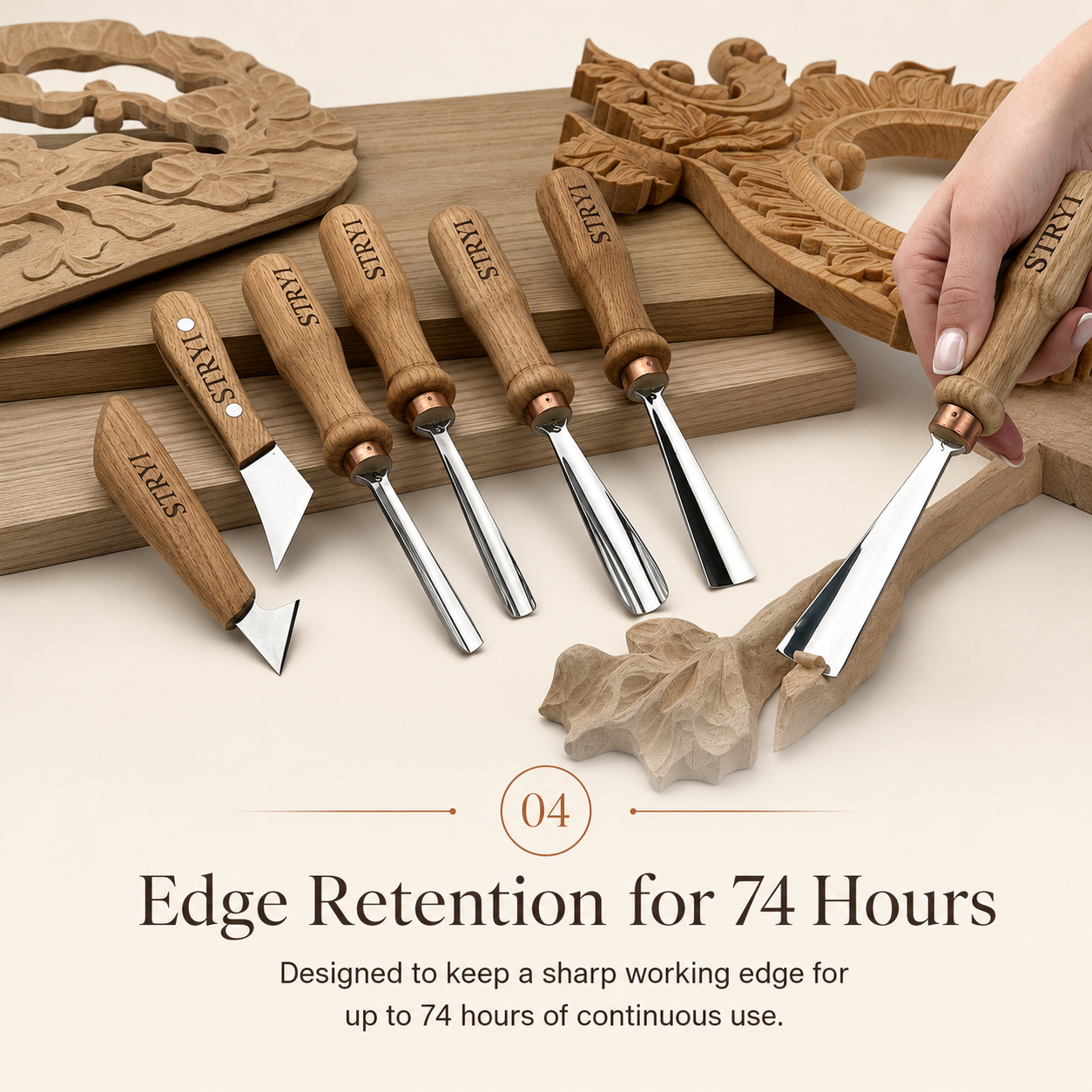 Gouges Carving Set: 7-Piece STRYI Relief & Whittling Set