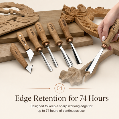 Gouges Carving Set: 7-Piece STRYI Relief & Whittling Set