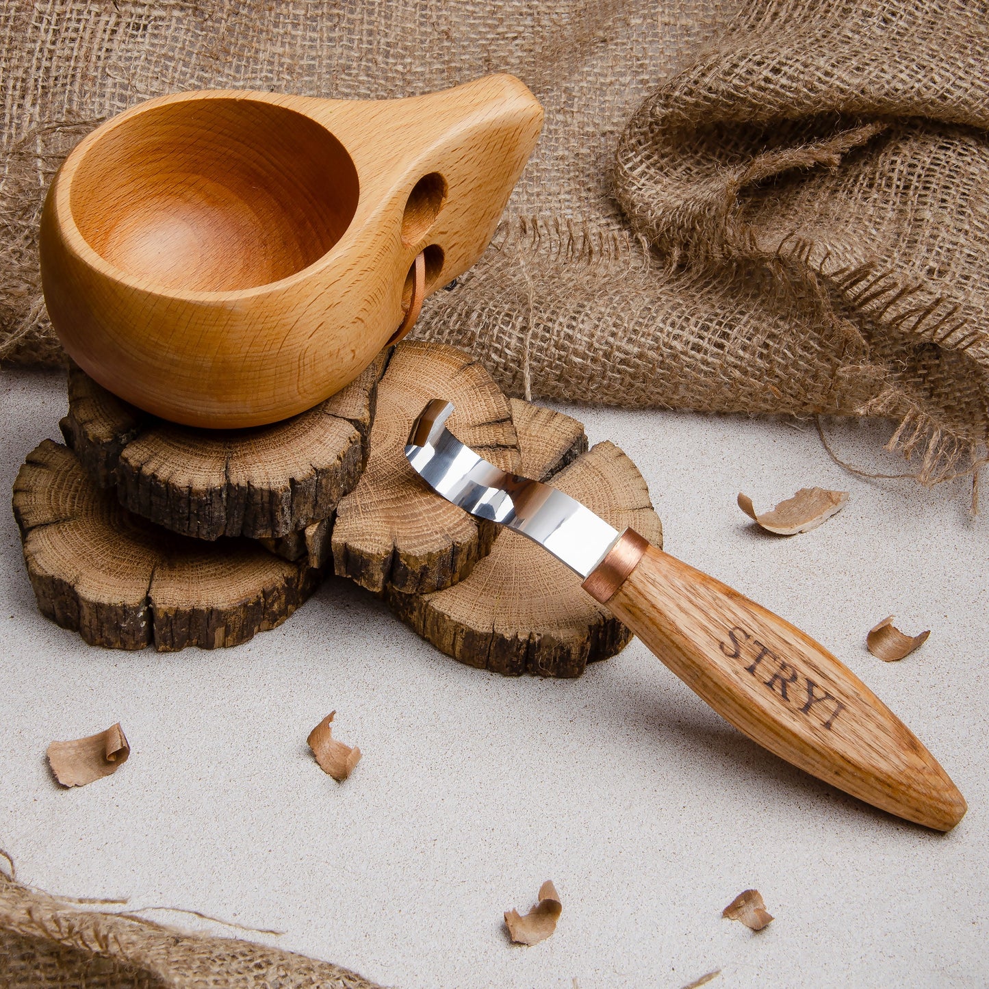 Spoon carving tool: STRYI Profi 30mm Hook Knife Set (Left & Right)