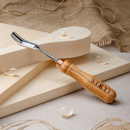 STRYI Profi Short Bent Gouge 0.4 in (10mm)  for Wood Carving and Detailed Hollowing