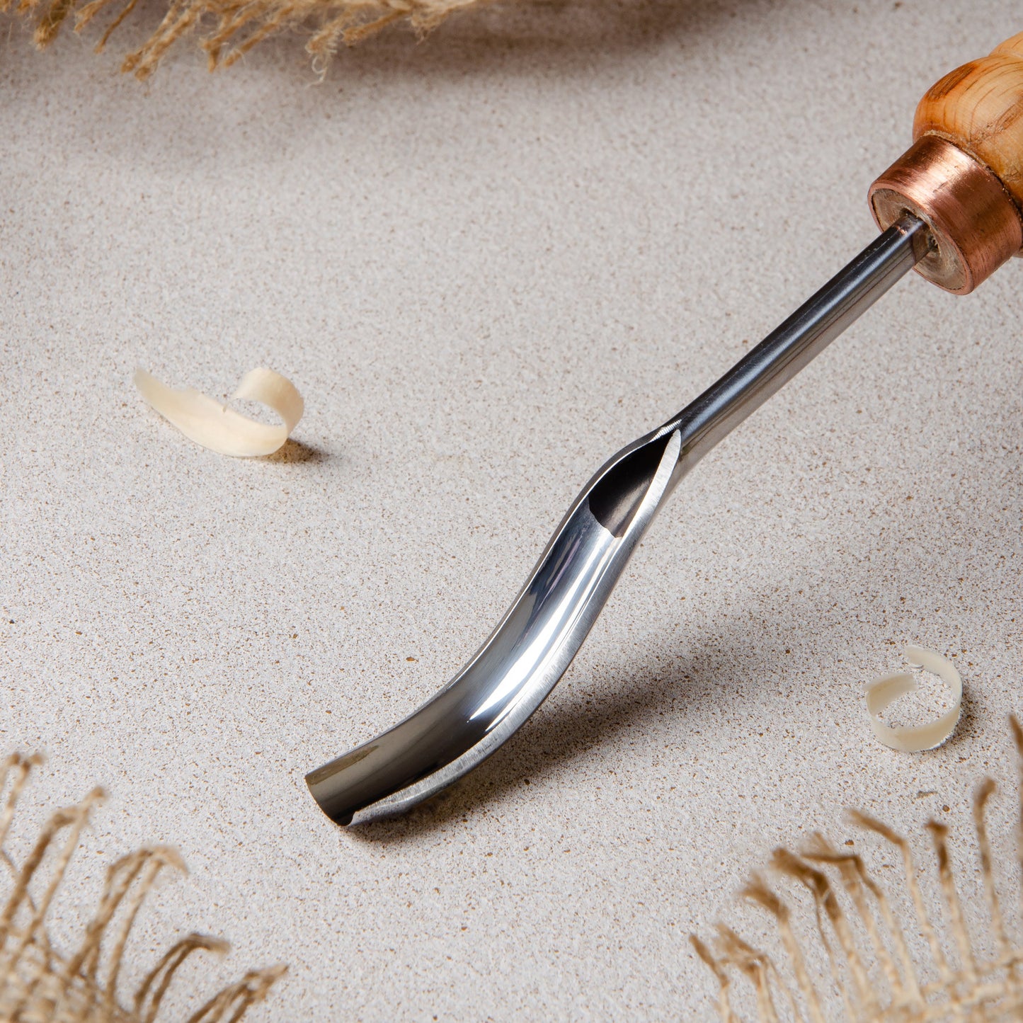 STRYI Profi Short Bent Gouge 0.4 in (10mm)  for Wood Carving and Detailed Hollowing