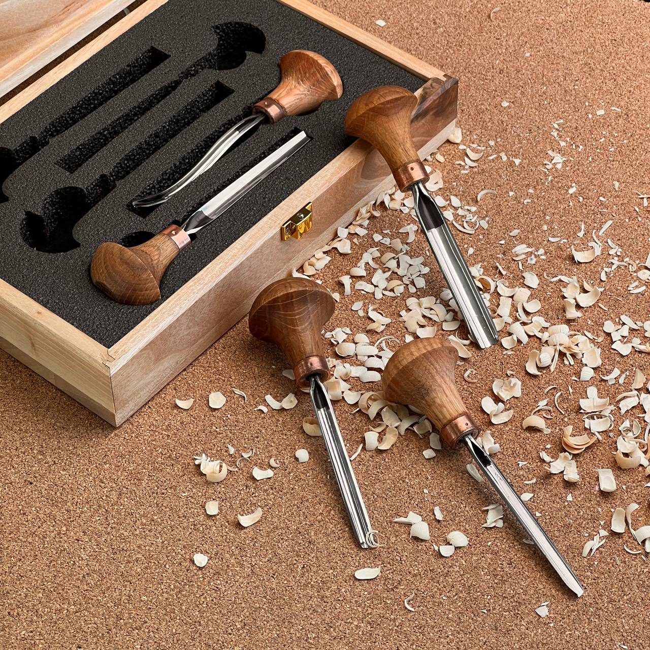 Fine Detail & Micro-Carving: 5-Piece Professional Detailed Relief Carving Palm Set