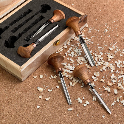 Fine Detail & Micro-Carving: 5-Piece Professional Detailed Relief Carving Palm Set