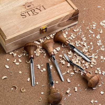Fine Detail & Micro-Carving: 5-Piece Professional Detailed Relief Carving Palm Set