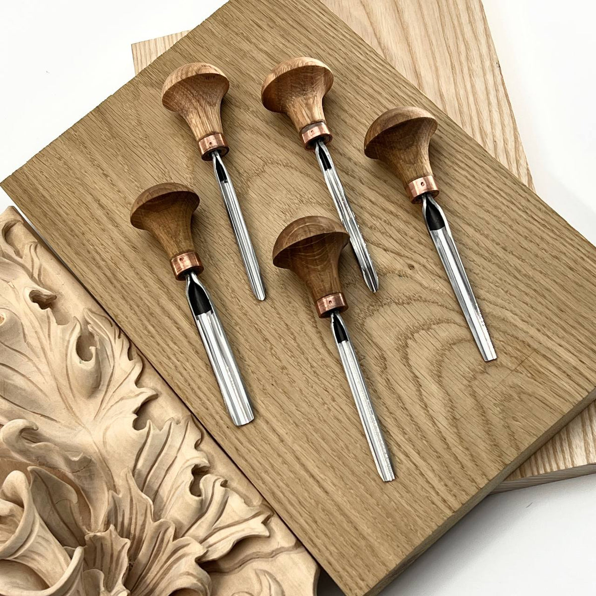 Fine Detail & Micro-Carving: 5-Piece Professional Detailed Relief Carving Palm Set