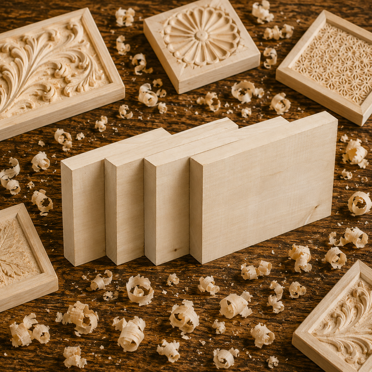 Premium 4-pcs Basswood Carving Board set