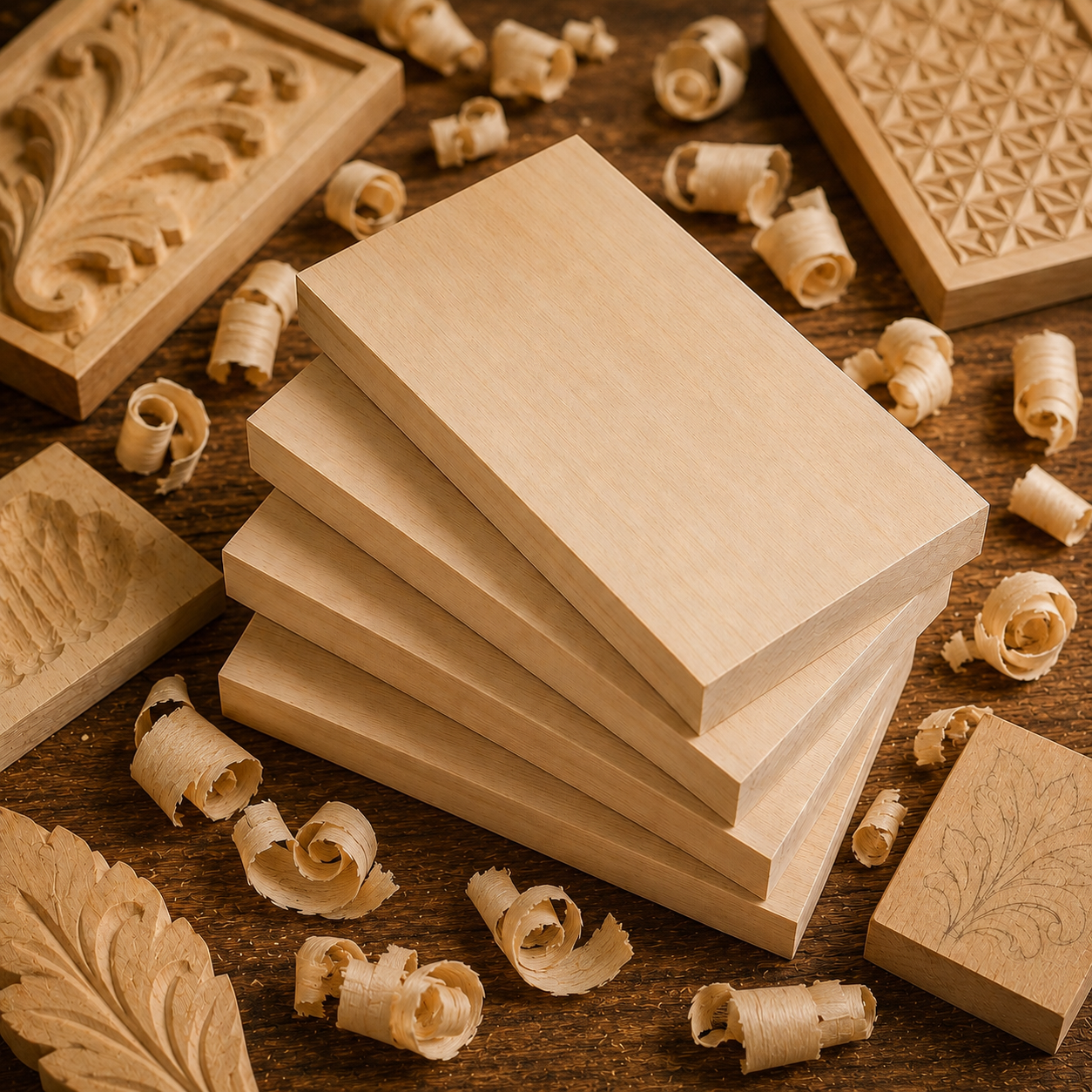 Premium 4-pcs Basswood Carving Board set