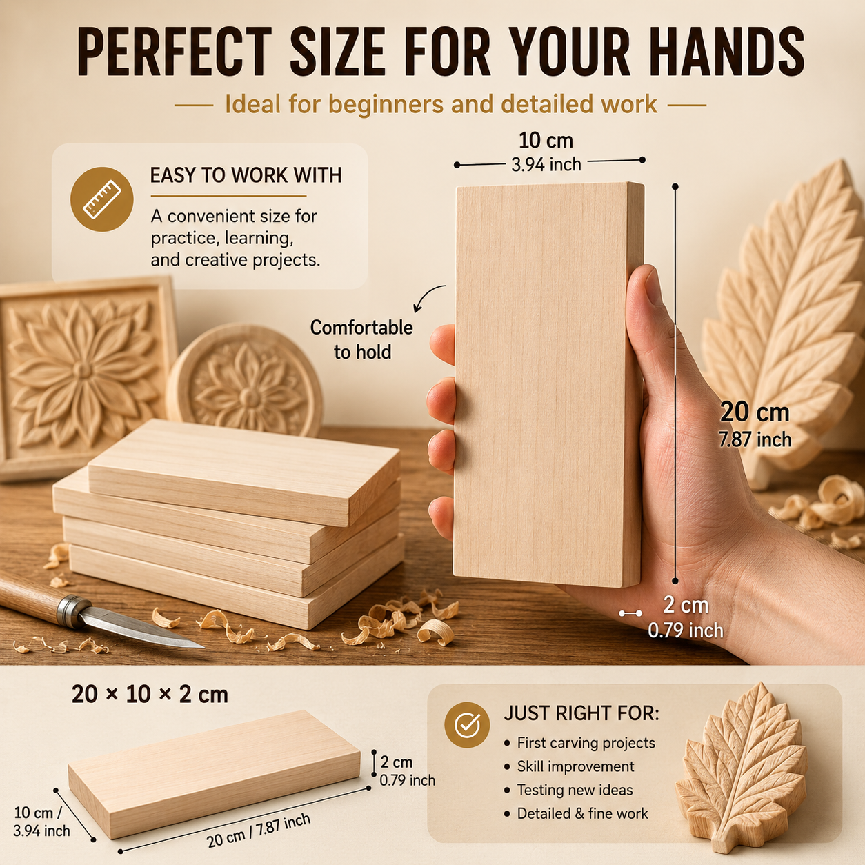 Premium 4-pcs Basswood Carving Board set