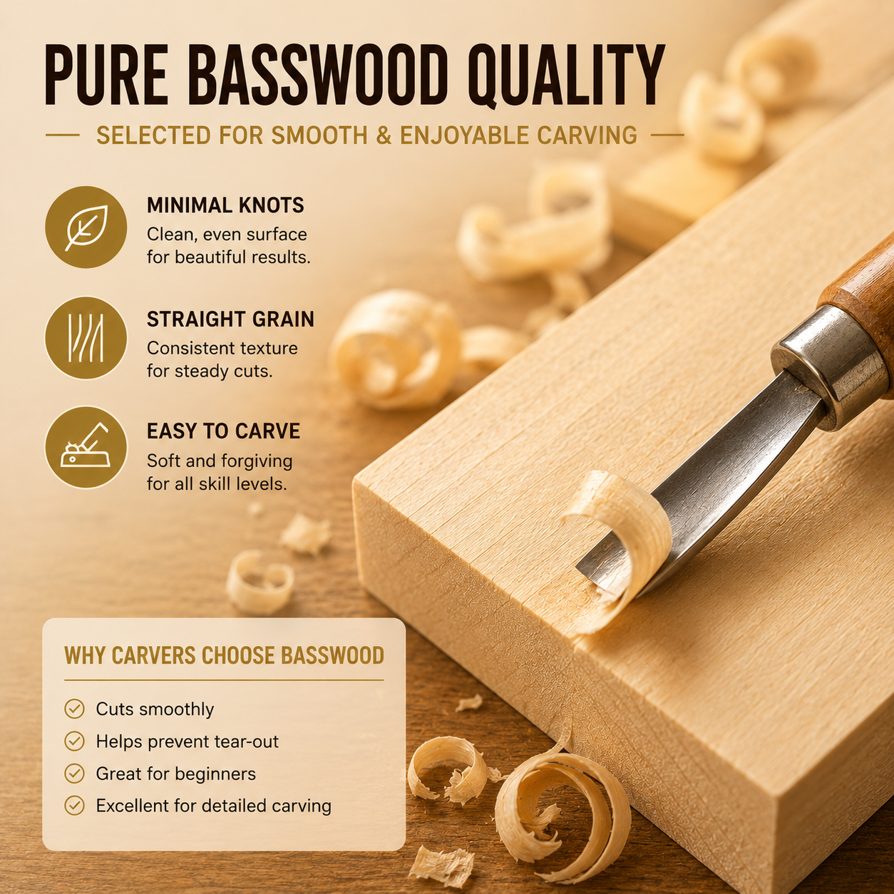 Premium 4-pcs Basswood Carving Board set