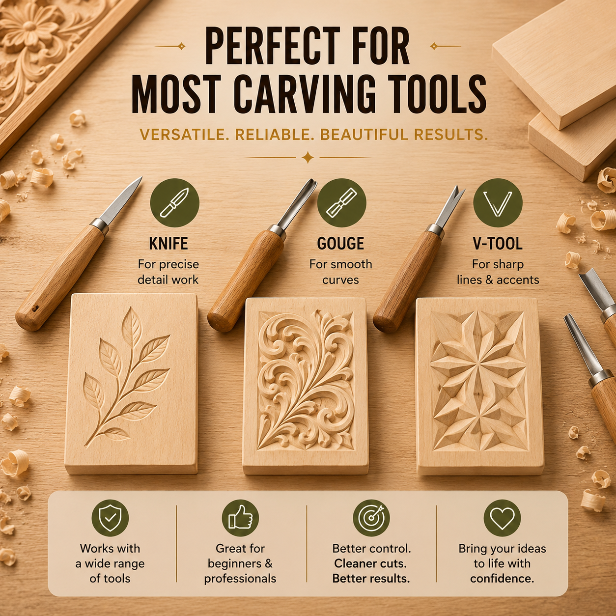 Premium 4-pcs Basswood Carving Board set