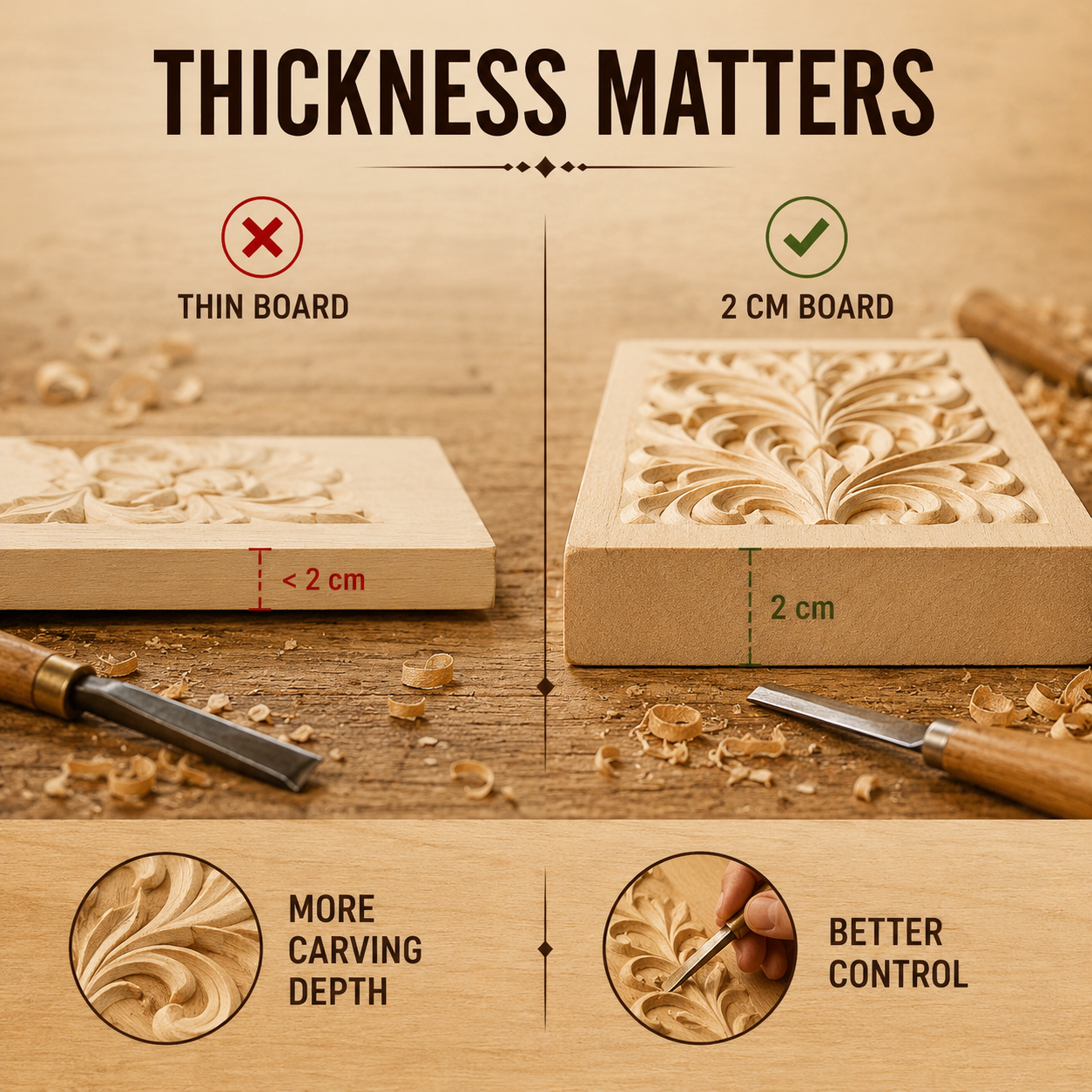 Premium 4-pcs Basswood Carving Board set