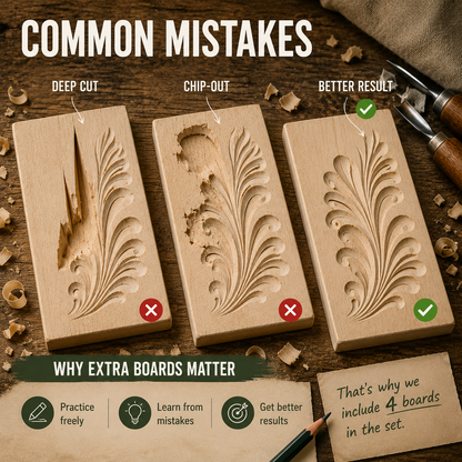 Premium 4-pcs Basswood Carving Board set