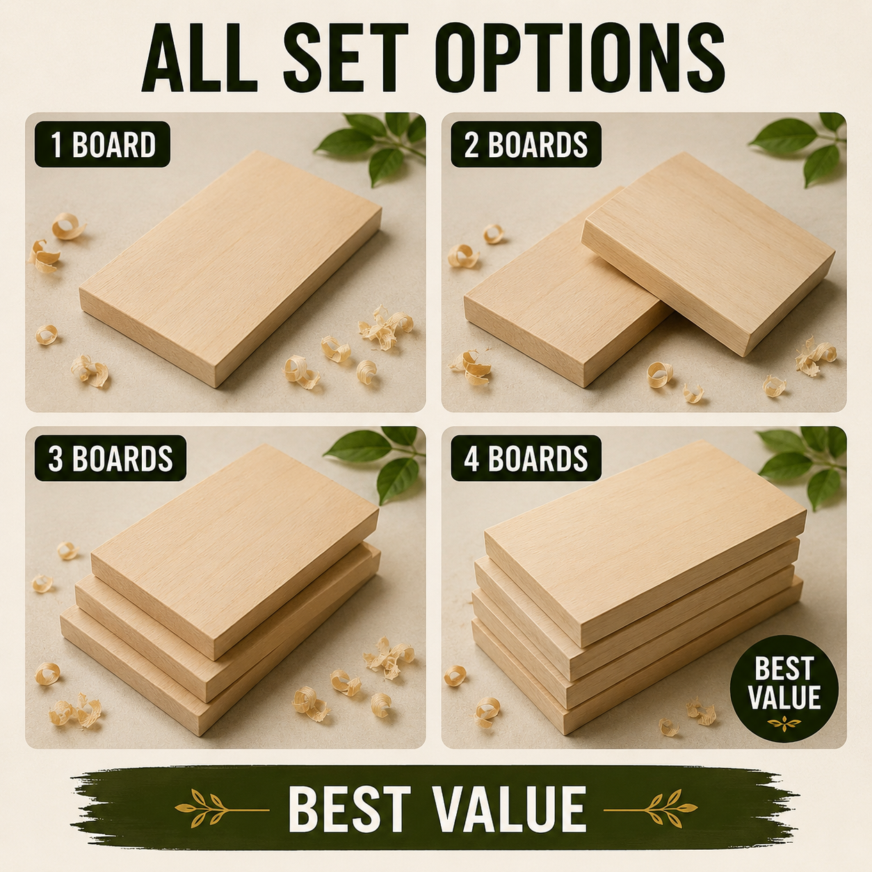 Premium 4-pcs Basswood Carving Board set