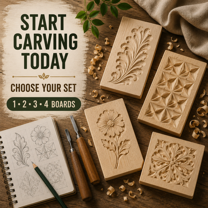 Premium 4-pcs Basswood Carving Board set