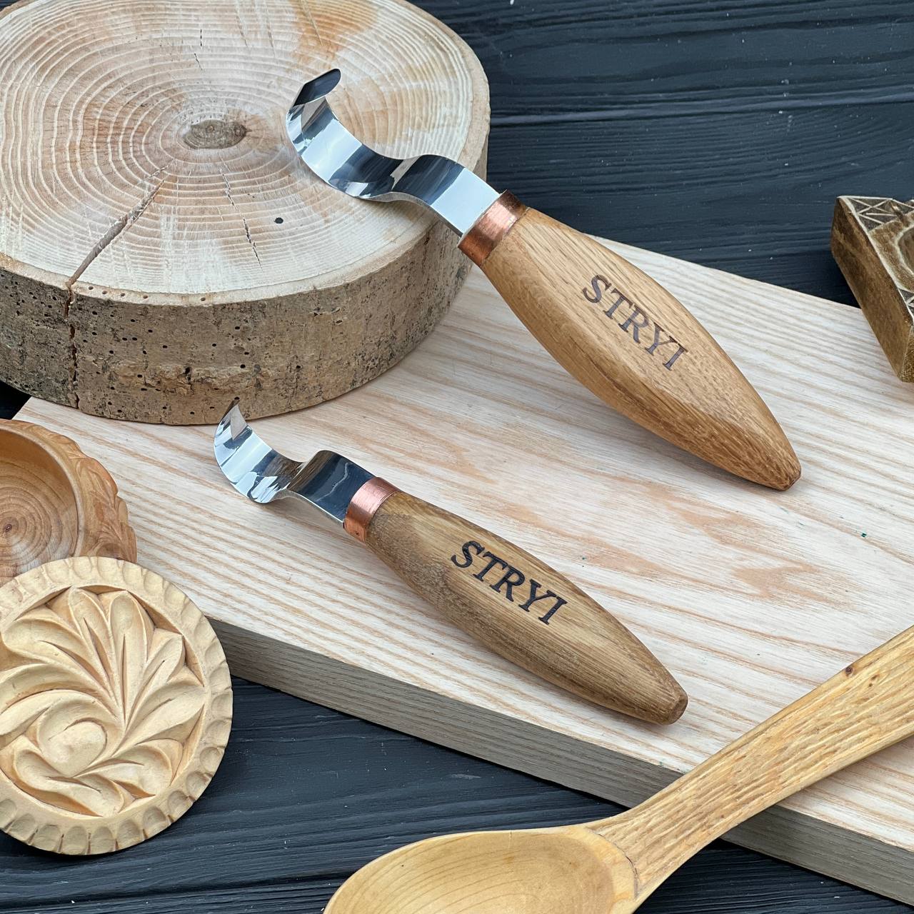 Premium Spoon Carving Hook Knife Set, 2-pieces Spoon knives set