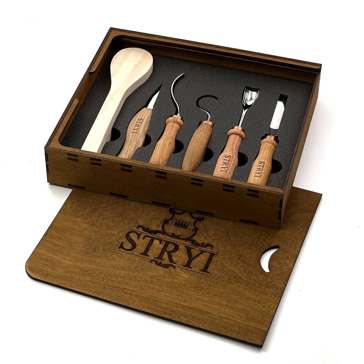 Spoon Carving Kit, 5-Piece, STRYI Profi — for Kuksa and Bowl Carving