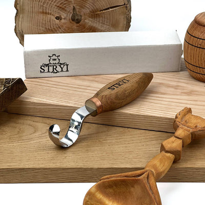 Double Bevel Hook Knife, 35mm STRYI Profi — for Spoon and Bowl Carving
