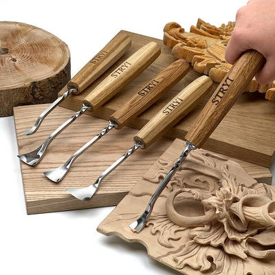Reach Deeper Without Hitting the Rim: 5-Piece Maestro Semi-Bent Gouge Set for 3D Relief