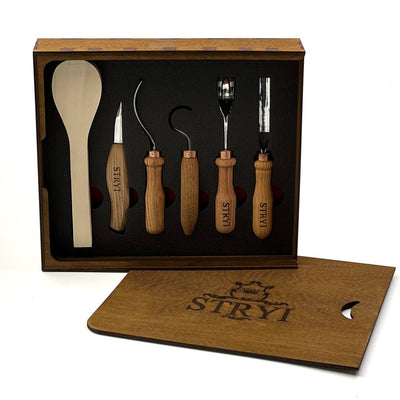 Spoon Carving Kit, 5-Piece, STRYI Profi — for Kuksa and Bowl Carving