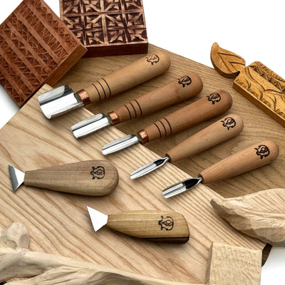 Chip Carving Set, 7-Piece STRYI Profi Kit for Volumetric Relief Carving