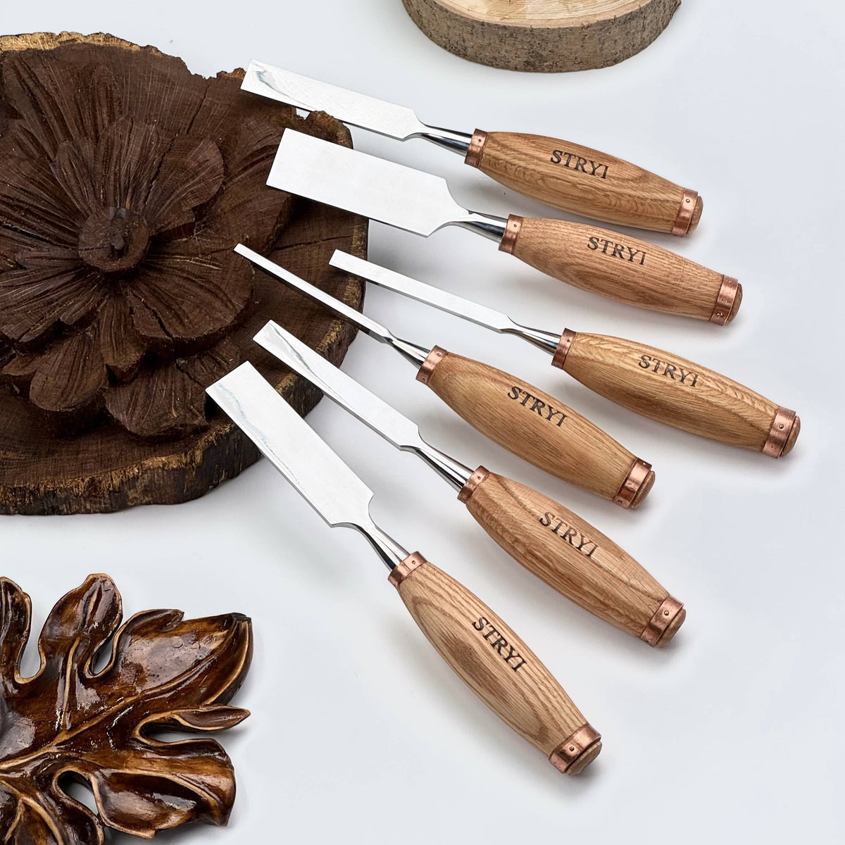 Wood Carving Chisel Set, Professional 6-Piece Heavy-Duty Straight Chisels | STRYI Profi