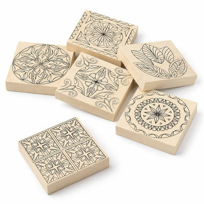 Basswood Blank 3.9x3.9x0.8" (100x100x20mm) STRYI with Chip Patterns