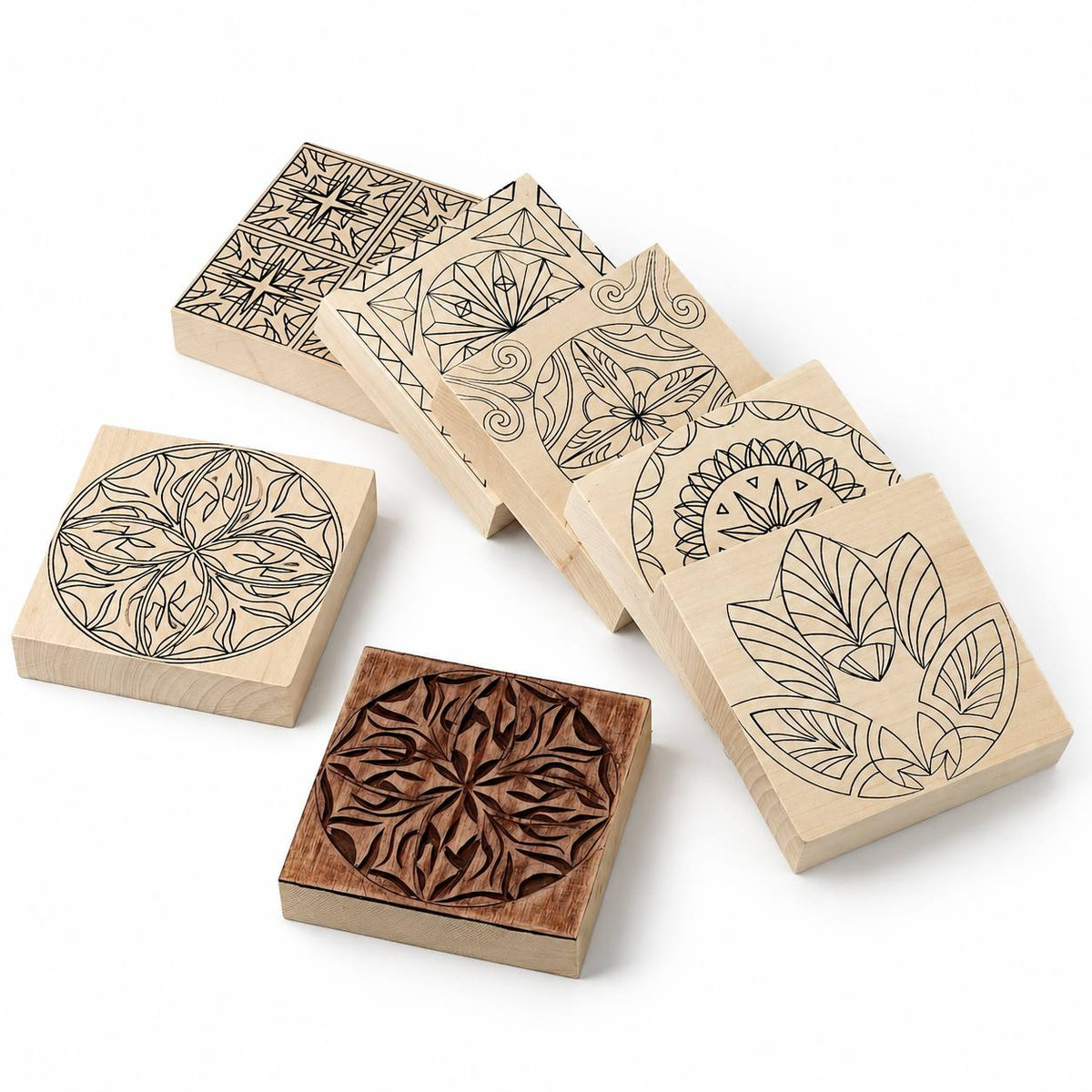 Basswood Blank 3.9x3.9x0.8" (100x100x20mm) STRYI with Chip Patterns