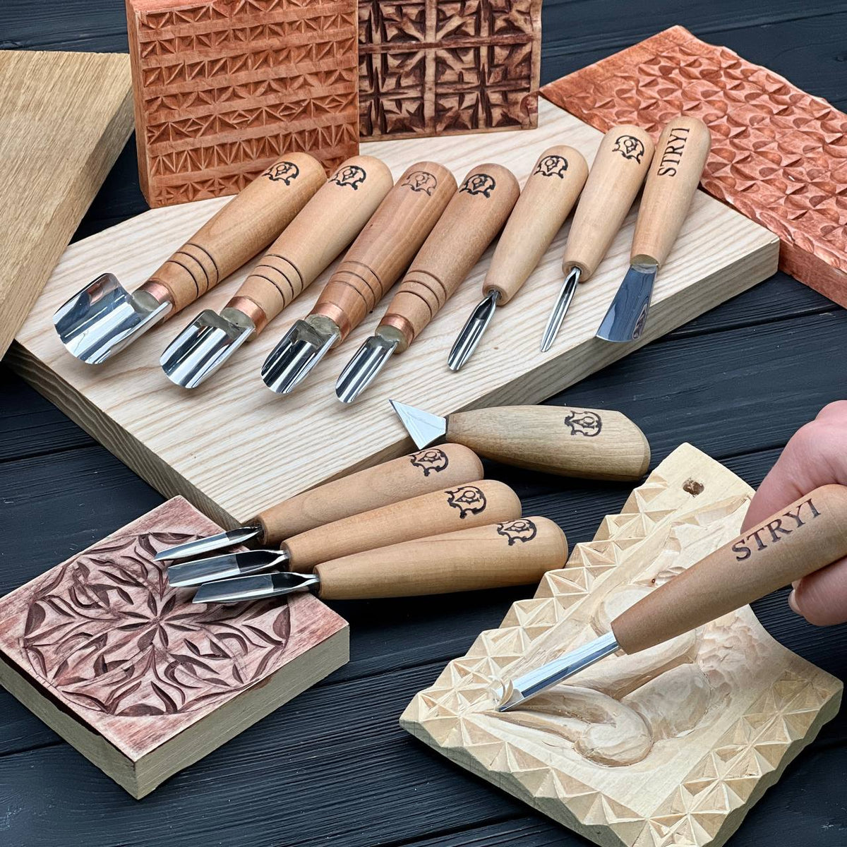 Basic set for woodcarving, Chip carving kit,  Profi, Chip carving tools, Chip carving knives