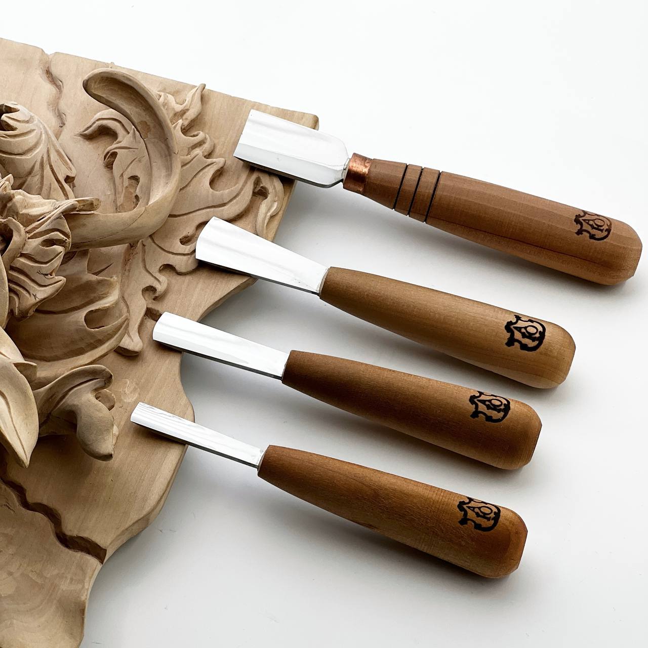Short wood carving tools, sloping gouge STRYI-AY Profi, Relief carving tools