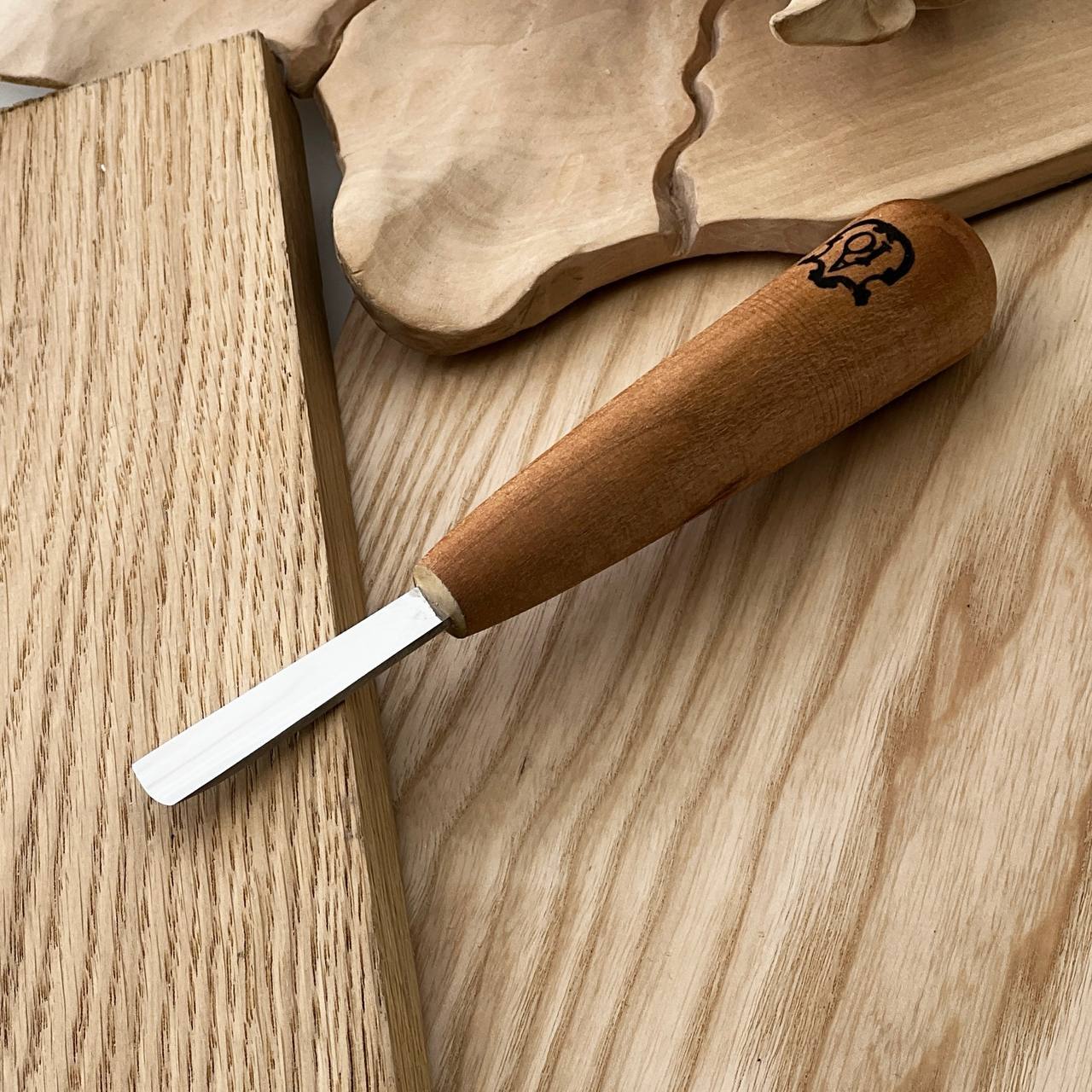 Short wood carving tools, sloping gouge STRYI-AY Profi, Relief carving tools