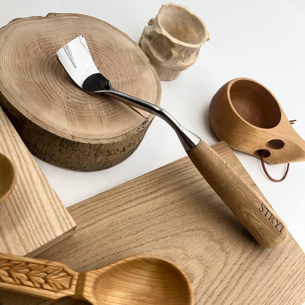 STRYI Profi Large Bent Gouge for Kuksa, Bowl and Deep Carving