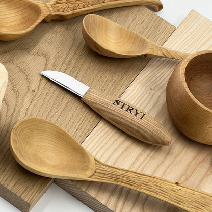 STRYI Profi 3-Piece Spoon Carving Tool Kit – Wood Carving Set for Bowls, Kuksa & Spoons with