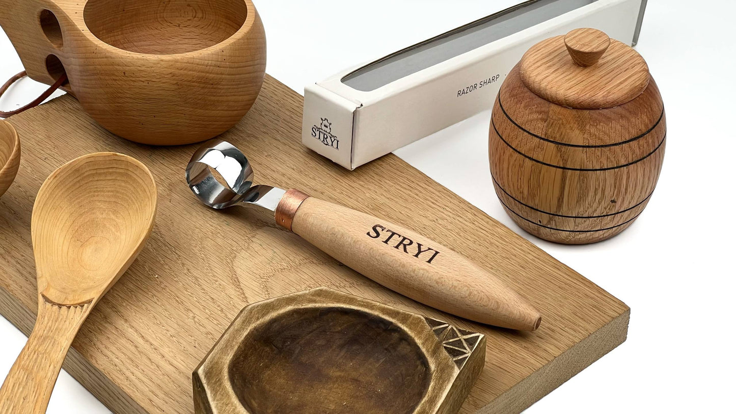 STRYI  Spoon Scorp Knife – Professional Hook Knife for Woodworking, Bowl and Kuksa Carving