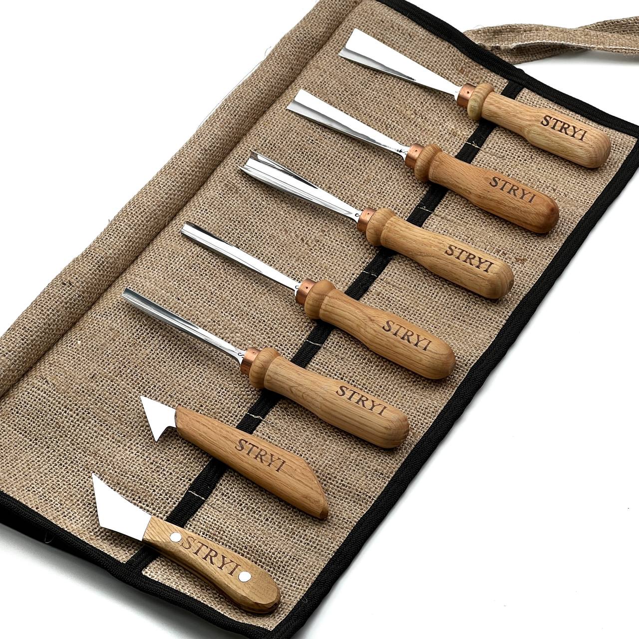Gouges Carving Set: 7-Piece STRYI Relief & Whittling Set