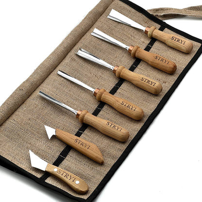 Gouges Carving Set: 7-Piece STRYI Relief & Whittling Set