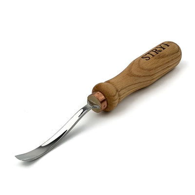 Curved Wood Chisel, Sweep #5, Hand Forged Bent Gouge STRYI Profi — for Relief Carving