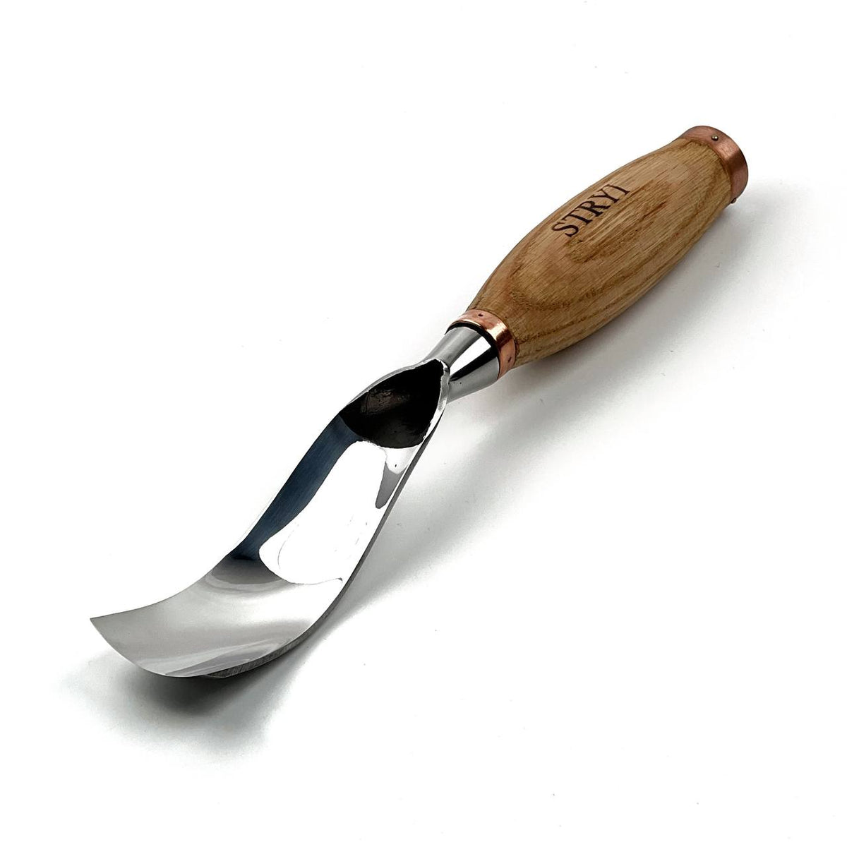 Large Chisel, Sweep #7 Bent, Heavy-Duty Gouge STRYI Profi — for Wood Sculpting, Bowl Carving