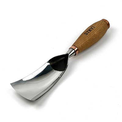 Large Chisel, Sweep #7 Bent, Heavy-Duty Gouge STRYI Profi — for Wood Sculpting, Bowl Carving