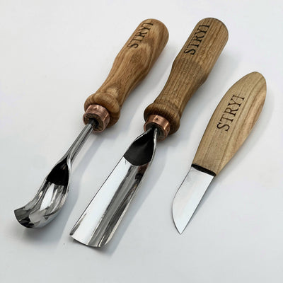 Spoon Carving Kit, 3-Piece, STRYI Profi — for Kuksa and Bowl Carving