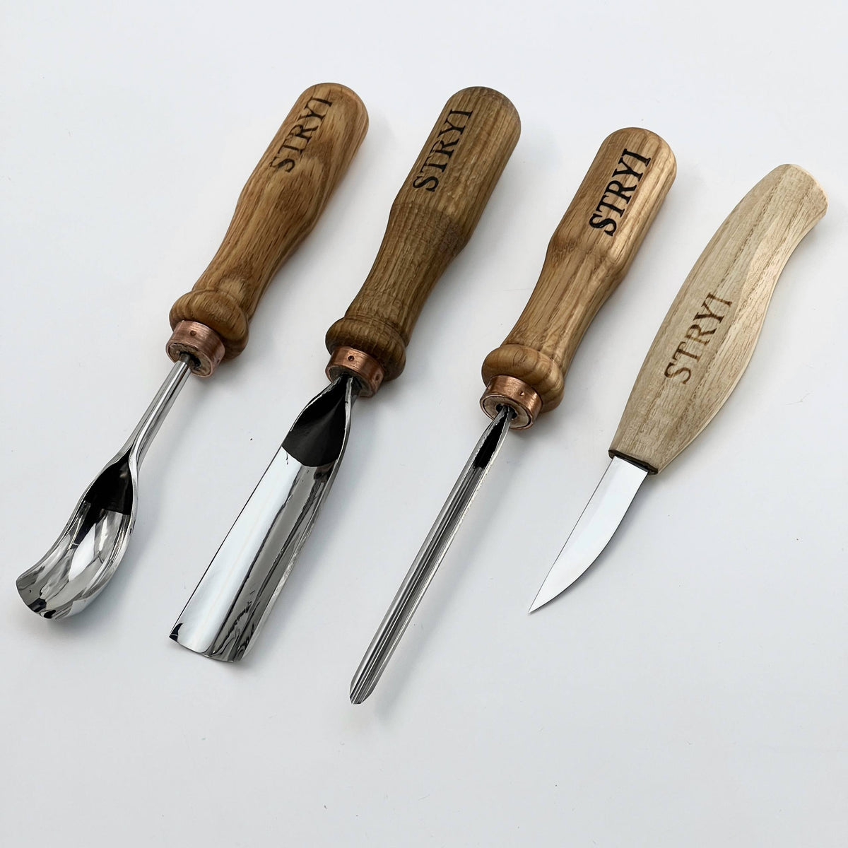 Wood carving kit for spoon making and bowl carving STRYI Profi, 4 pcs