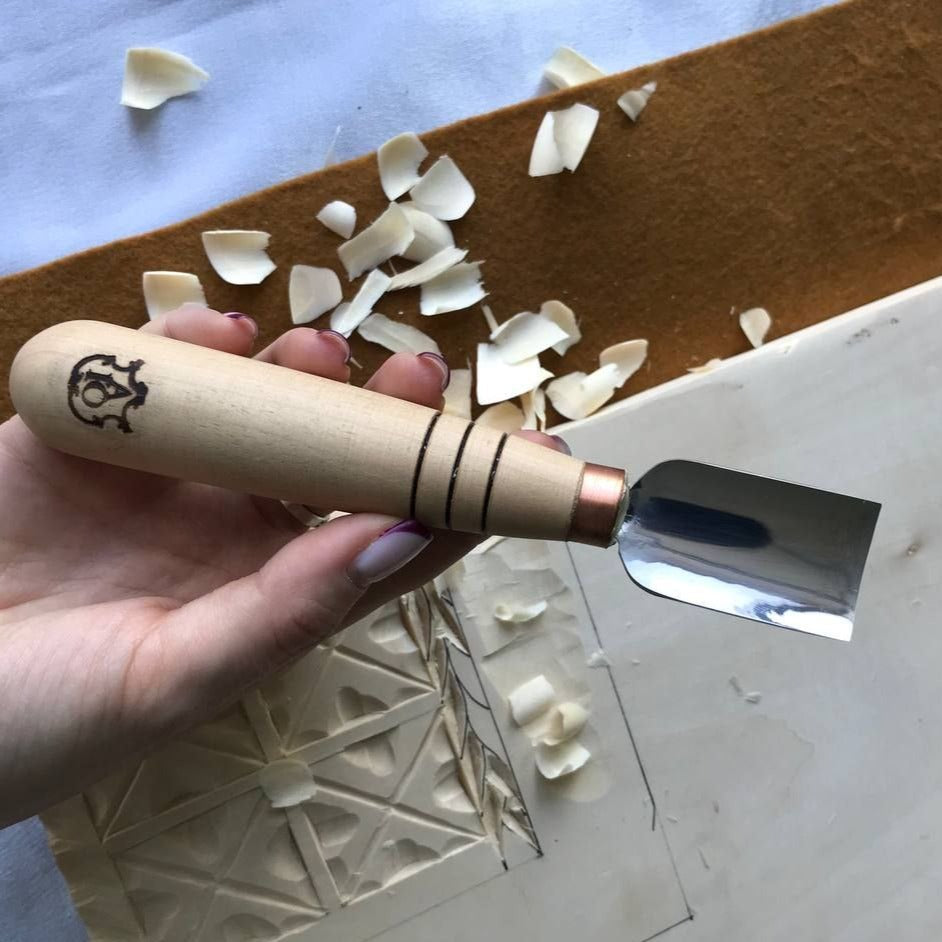Short wood carving tools, sloping gouge STRYI-AY Profi, Relief carving tools