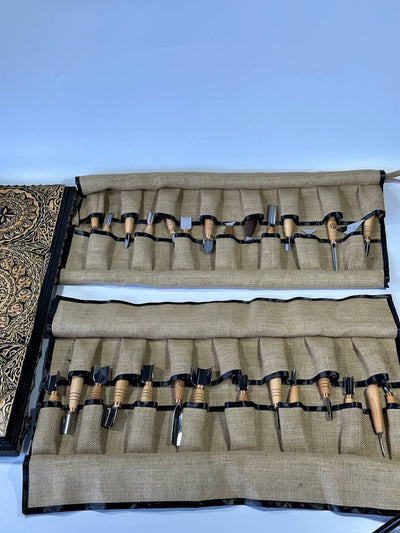 Burlap Storage Roll-case for storage 15 chisels, Tool organiser