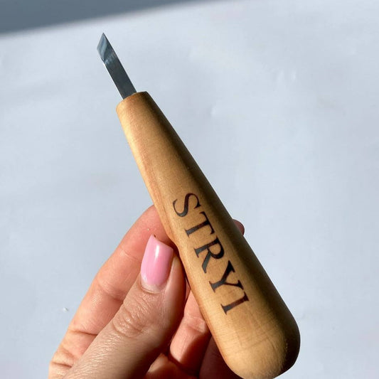Short skewed knife for detailing STRYI, Scalpel for carving, Carving knife Spoon Knife