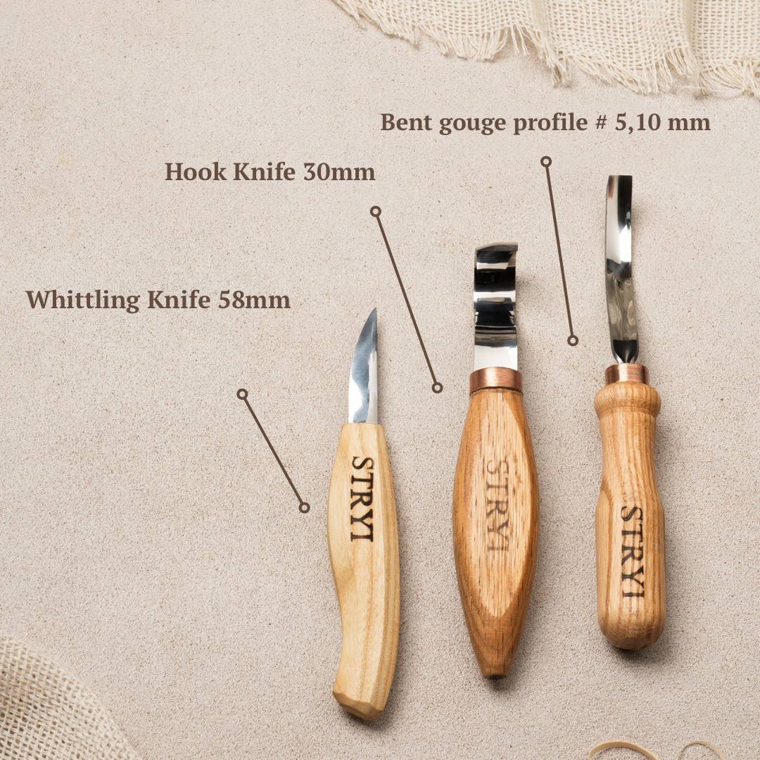 STRYI Profi 3-Piece Spoon Carving Set for Wood Carving Tool Kit