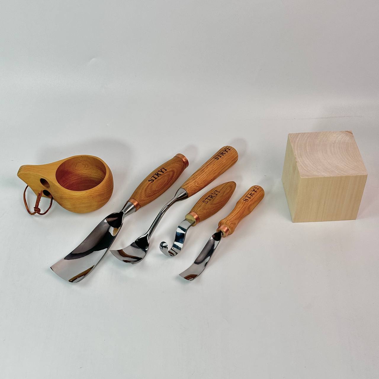 Hollowing Bowl & Kuksa Set: 4-Piece STRYI Profi Bowl & Kuksa Carving Set